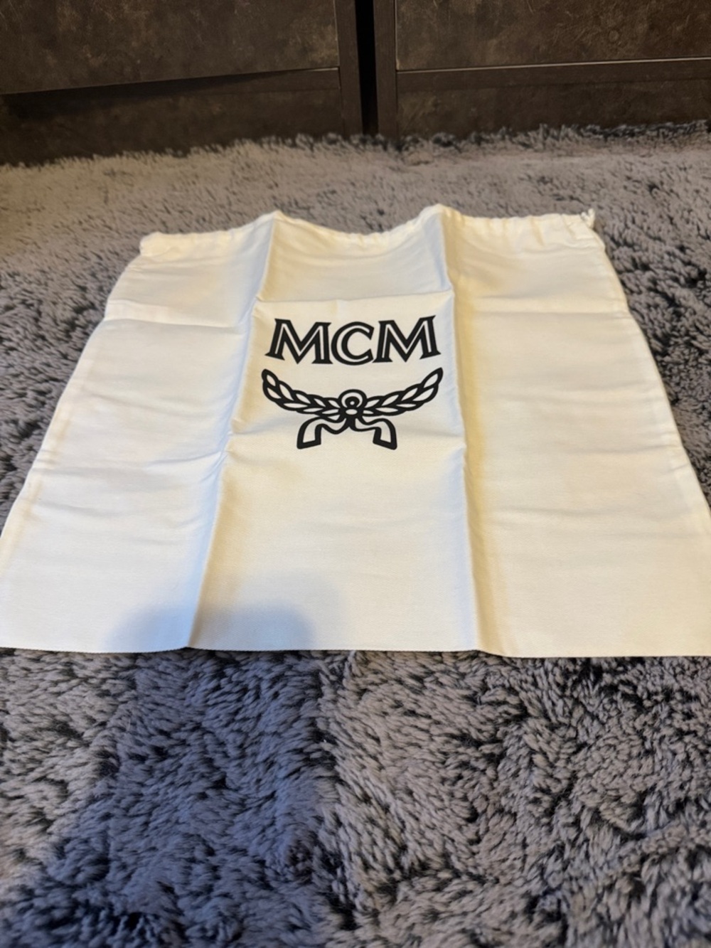 MCM White Dust Bag with Black Logo